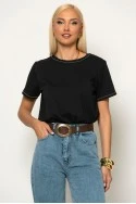 T-shirt με ασημί λεπτομέρειες μαύρο