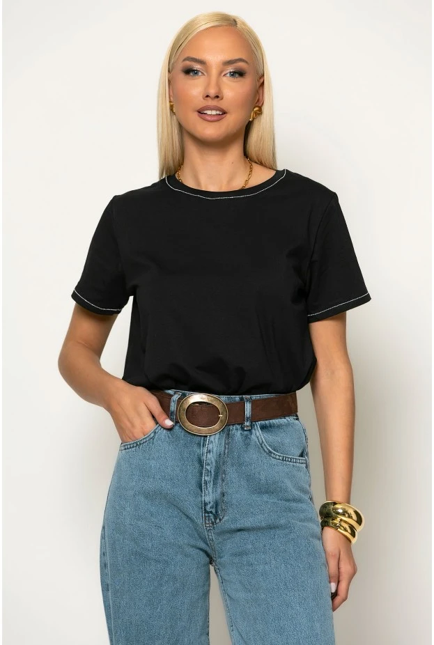 T-shirt με ασημί λεπτομέρειες μαύρο