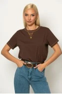 T-shirt με χρυσές λεπτομέρειες καφέ