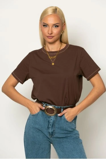 T-shirt με ασημί λεπτομέρειες μαύρο