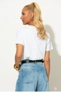 T-shirt με ασημί κεντητό τριαντάφυλλο λευκό