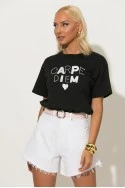 T-shirt με patch carpe diem μαύρο