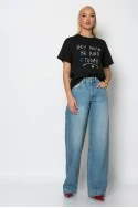 T-shirt με patch hey you μαύρο