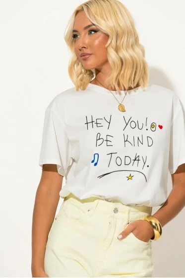 T-shirt με patch hey you λευκό