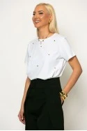 T-shirt με τρούκς καρδιές λευκό-χρυσό