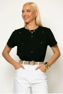 T-shirt με τρούκς καρδιές μαύρο-χρυσό