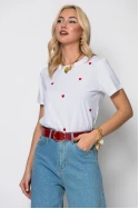T-shirt κοντομάνικο με καρδούλες λευκό-κόκκινο