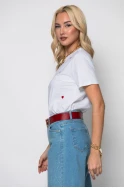 T-shirt κοντομάνικο με καρδούλες λευκό-κόκκινο