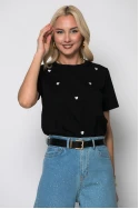 T-shirt κοντομάνικο με καρδούλες μαύρο-λευκό