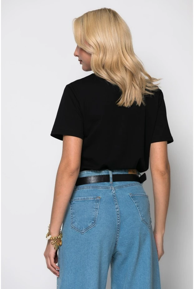 T-shirt κοντομάνικο με καρδούλες μαύρο-λευκό