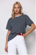 T-shirt ριγέ κοντομάνικο μπλε-λευκό