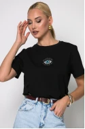 T-shirt κοντομάνικο με eye στρας μαύρο