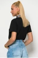 T-shirt με αποσπώμενο μαντήλι και αγκράφα μαύρο