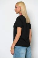 T-shirt με cherry και αποσπώμενο καρό μαντήλι μαύρο