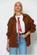 T-shirt με cherry και αποσπώμενο καρό μαντήλι λευκό