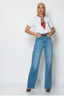 T-shirt με cherry και αποσπώμενο καρό μαντήλι λευκό