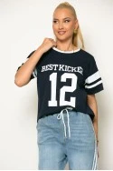 T-shirt κοντομάνικο με ρίγες μπλε-λευκό
