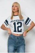 T-shirt κοντομάνικο με ρίγες λευκό-μπλε