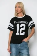 T-shirt κοντομάνικο με ρίγες μαύρο-λευκο