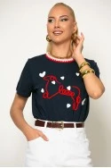 T-shirt με κόκκινες λεπτομέρειες μπλε