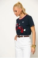 T-shirt με κόκκινες λεπτομέρειες μπλε