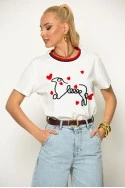T-shirt με κόκκινες λεπτομέρειες λευκό