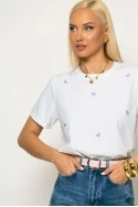 T-shirt με μεταλλικά φιογκάκια και στρας λευκο