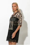 Μπλούζα δαντέλα με στάμπα california leopard print μπεζ Μπλούζα δαντέλα με στάμπα california leopard print μπεζ