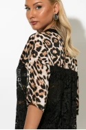 Μπλούζα δαντέλα με στάμπα california leopard print μπεζ Μπλούζα δαντέλα με στάμπα california leopard print μπεζ
