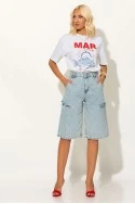 T-shirt με στάμπα fish mar και στρας λευκό