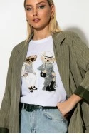 T-shirt με patch two bears λευκό