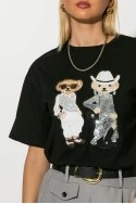 T-shirt με patch two bears μαύρο