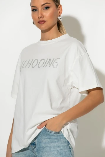 Oversized μπλούζα με στρας lilhooing λευκό