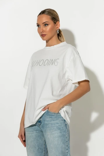Oversized μπλούζα με στρας lilhooing λευκό