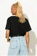 T-shirt με κεντητά flower σχέδια μαύρο