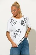 T-shirt με κεντητά flower σχέδια λευκό