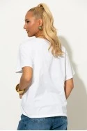 T-shirt με κεντητά flower σχέδια λευκό