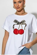 T-shirt με cherry's λευκό