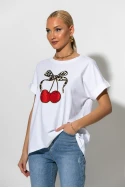 T-shirt με cherry's λευκό