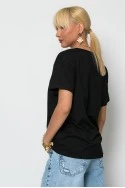 T-shirt με v και cherry μαύρο