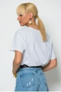 T-shirt με v και cherry λευκό