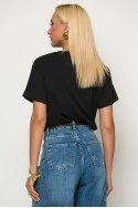 T-shirt με patch πεταλόυδα και στράς paris μαύρο