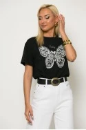 T-shirt με patch πεταλόυδα μαύρο