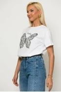 T-shirt με patch πεταλόυδα λευκό