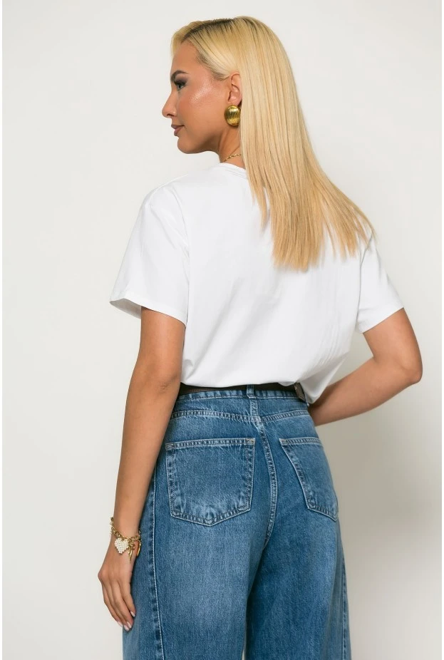 T-shirt με patch πεταλόυδα λευκό