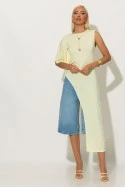 Μπλούζα ασύμμετρη με έναν ώμο νυχτερίδα κίτρινο