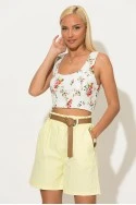 Crop top floral με cups και σφηγκοφωλιά πίσω λευκό