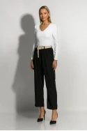 Loose fit παντελόνι ριγέ με λάστιχο στην μέση μαύρο Loose fit παντελόνι ριγέ με λάστιχο στην μέση μαύρο