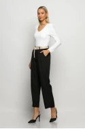 Loose fit παντελόνι ριγέ με λάστιχο στην μέση μαύρο Loose fit παντελόνι ριγέ με λάστιχο στην μέση μαύρο