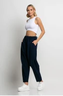 Baggy παντελόνι με λάστιχο στην μέση μπλε navy